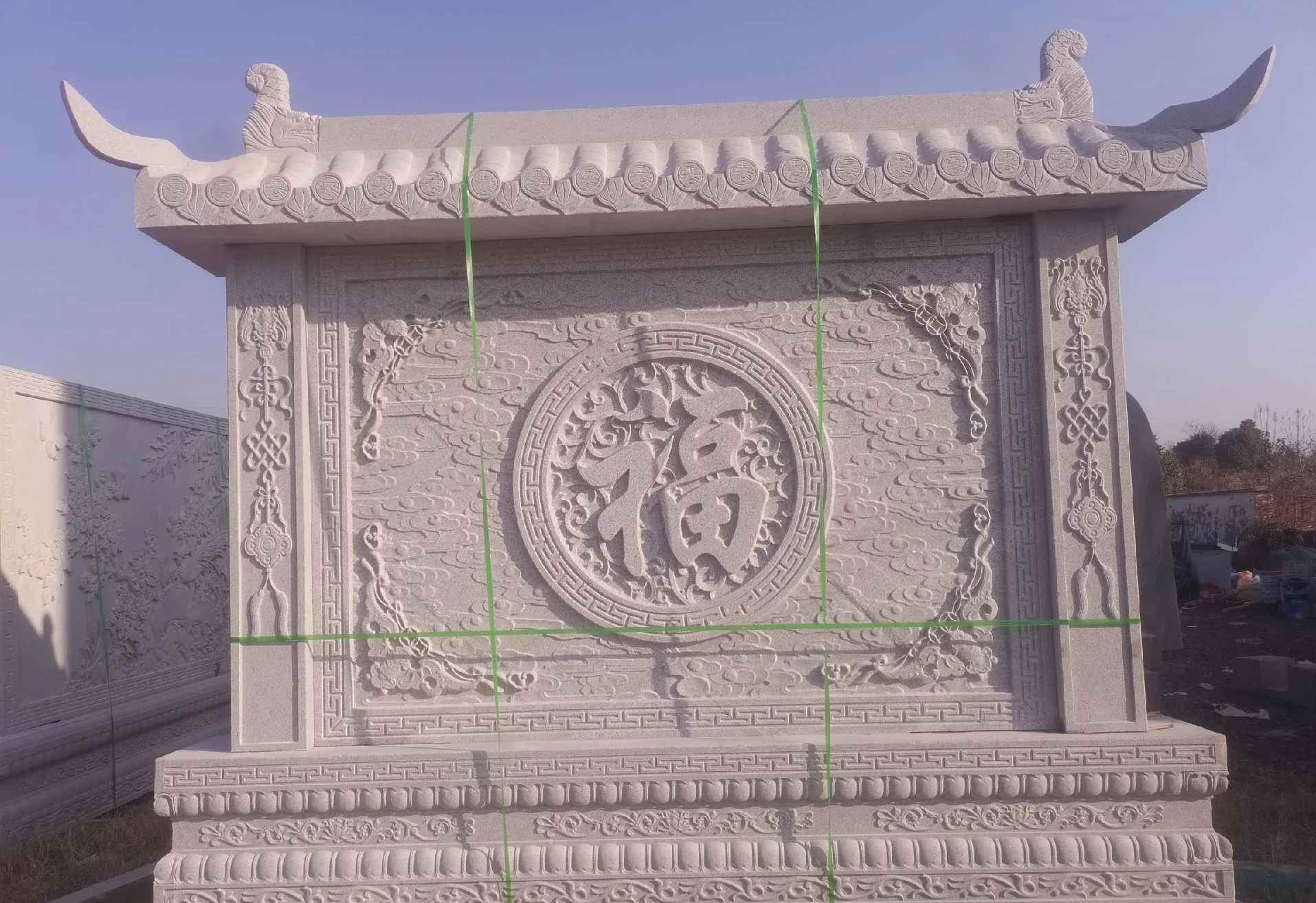 海东 芝麻白花岗岩屏风，照壁，影壁
